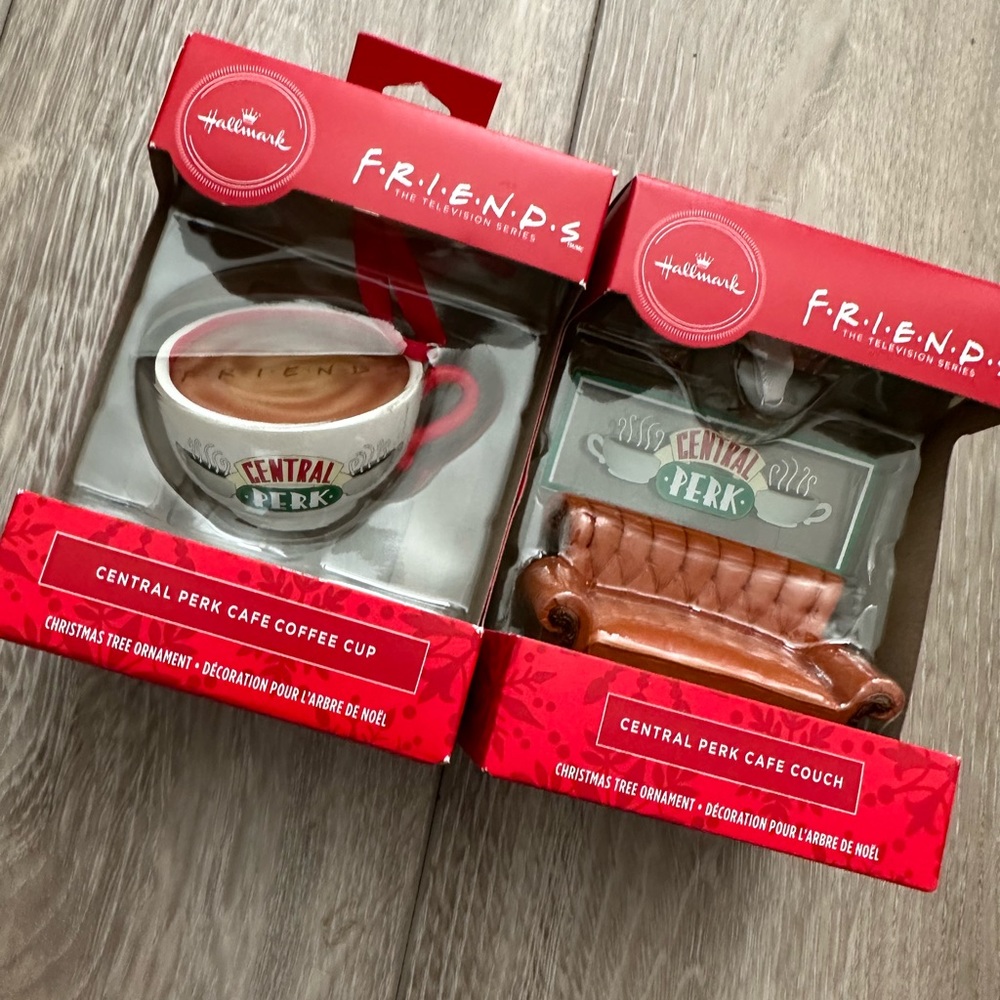 NWT Friends tv show mug and couch christmas tree ornaments